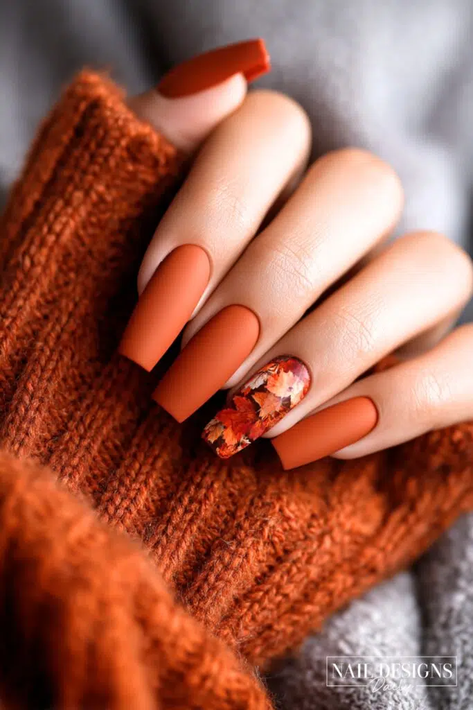 Terracotta matte square nails for October