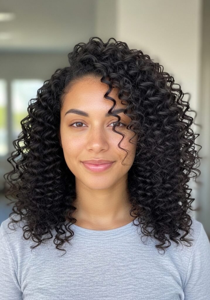 Curly Side Part With Volume