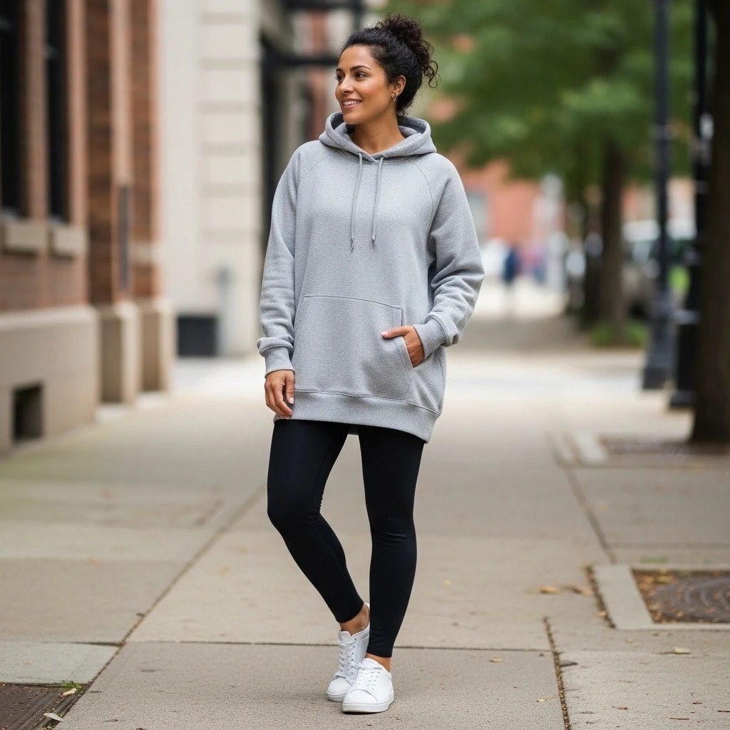 Oversized hoodie with leggings winter athleisure street style