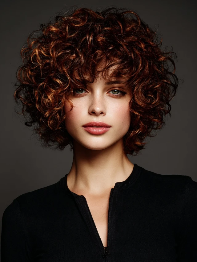 Curly Bob With Bangs