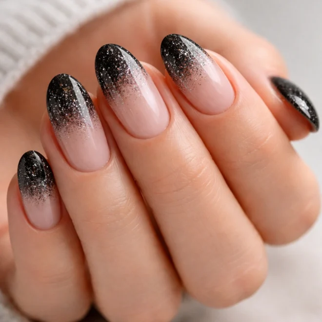 Glitter-Fade Black Tips