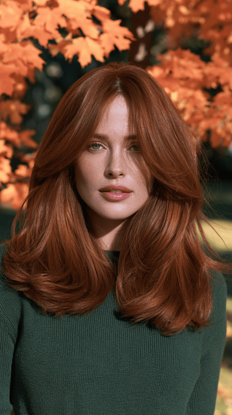 Subtle pumpkin spice hair color idea 14 for autumn