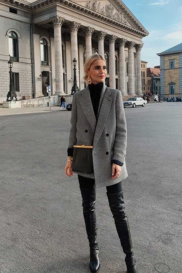 Blazer with leggings fall street style outfit
