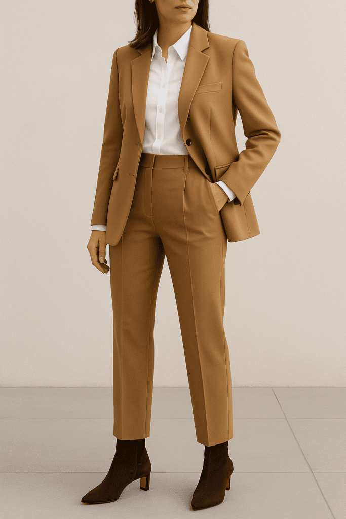 Blazer with tailored trousers fall work outfit
