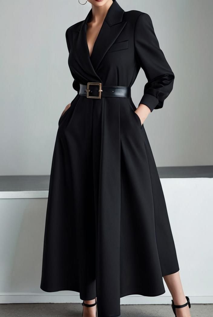Belted blazer dress outfit fall