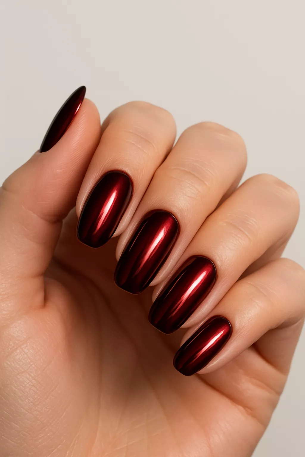 Berry glazed chrome nails
