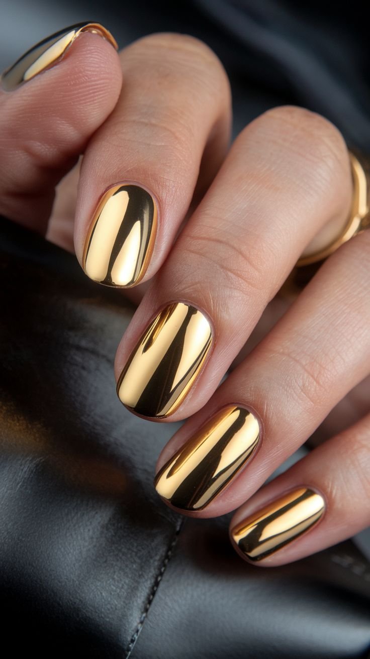 Gold chrome mirror nails