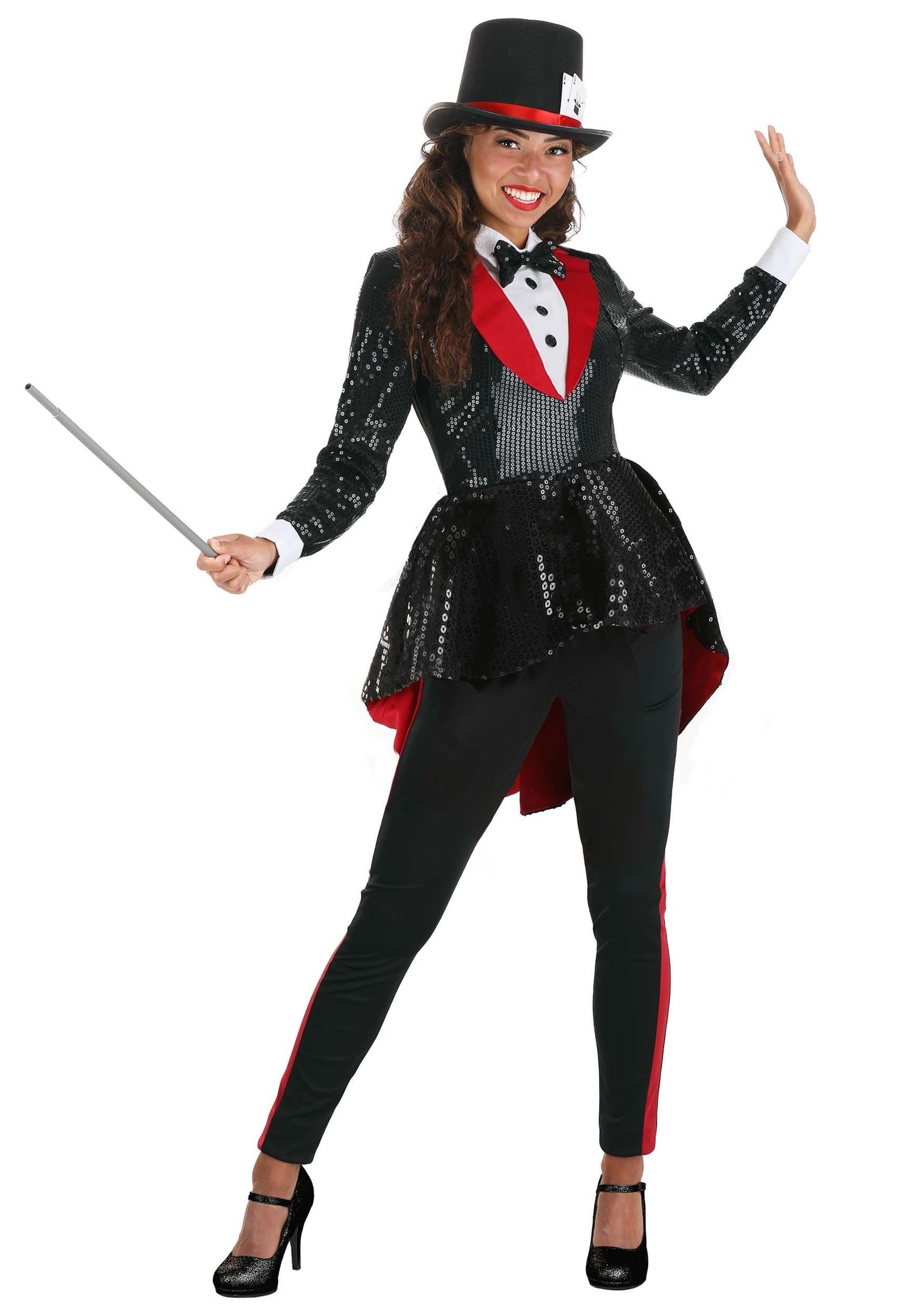 classic female magician costume top hat tails