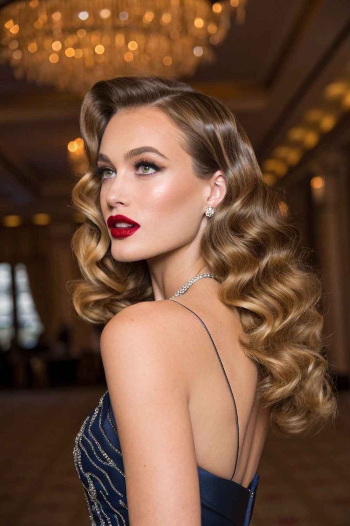Glamorous holiday party waves hairstyle