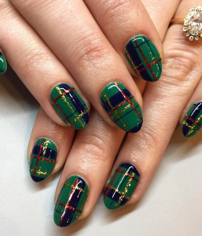 Green Tartan With Gold Lines