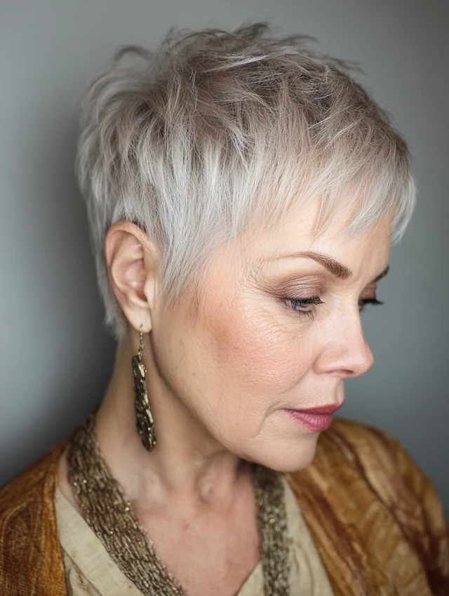 Elegant tapered pixie cut for women over 50