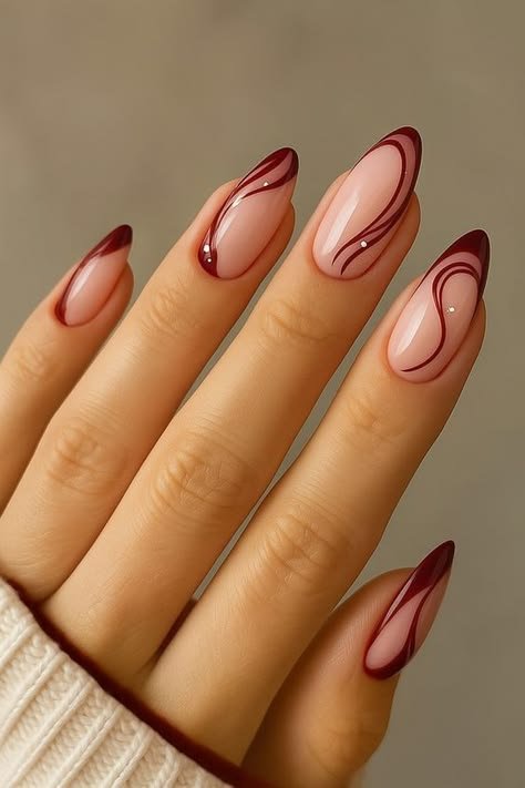 4. Burgundy Accent Nail