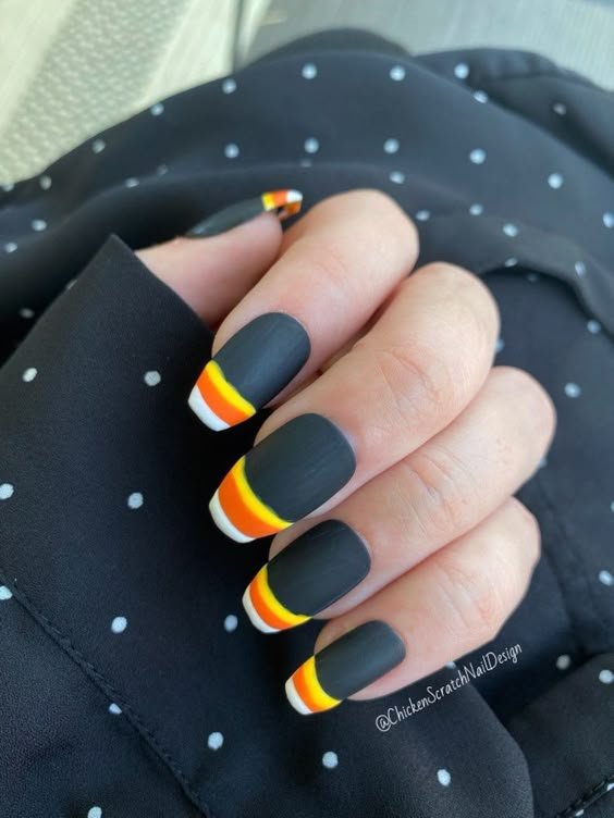 Matte candy corn nail art