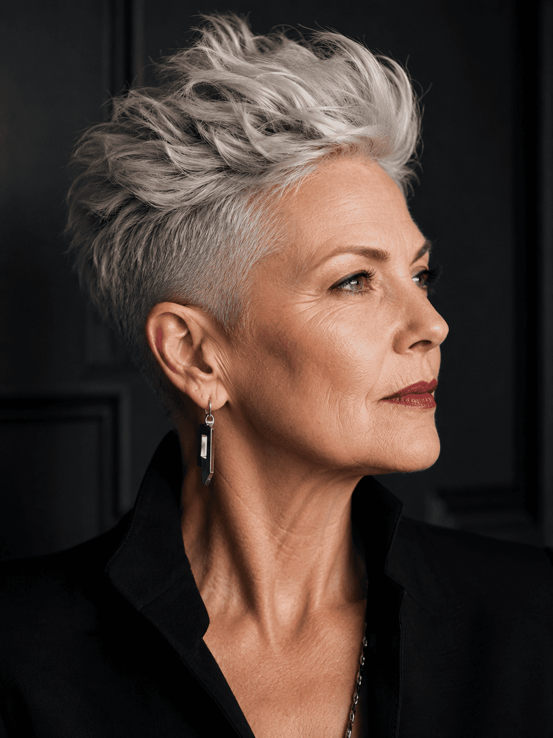 Chic silver pixie cut for women over 50