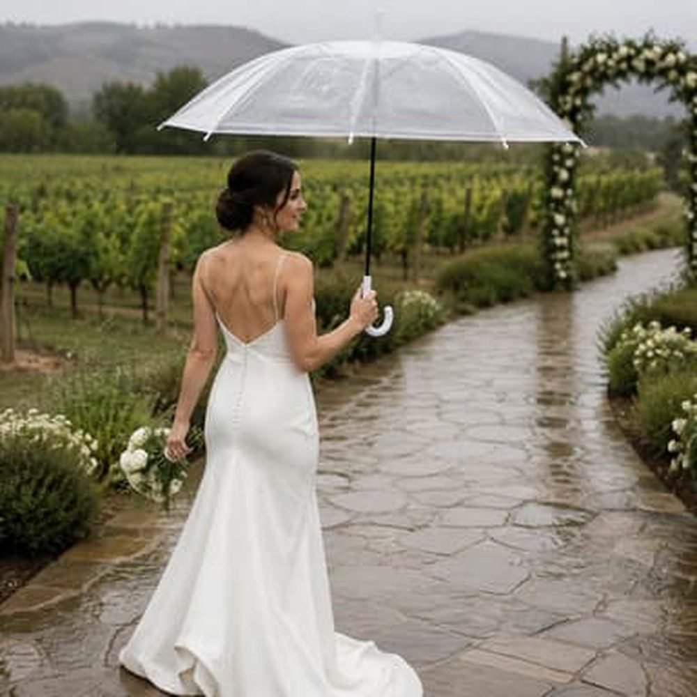 Rust knit dress with long trench coat wedding guest outfit