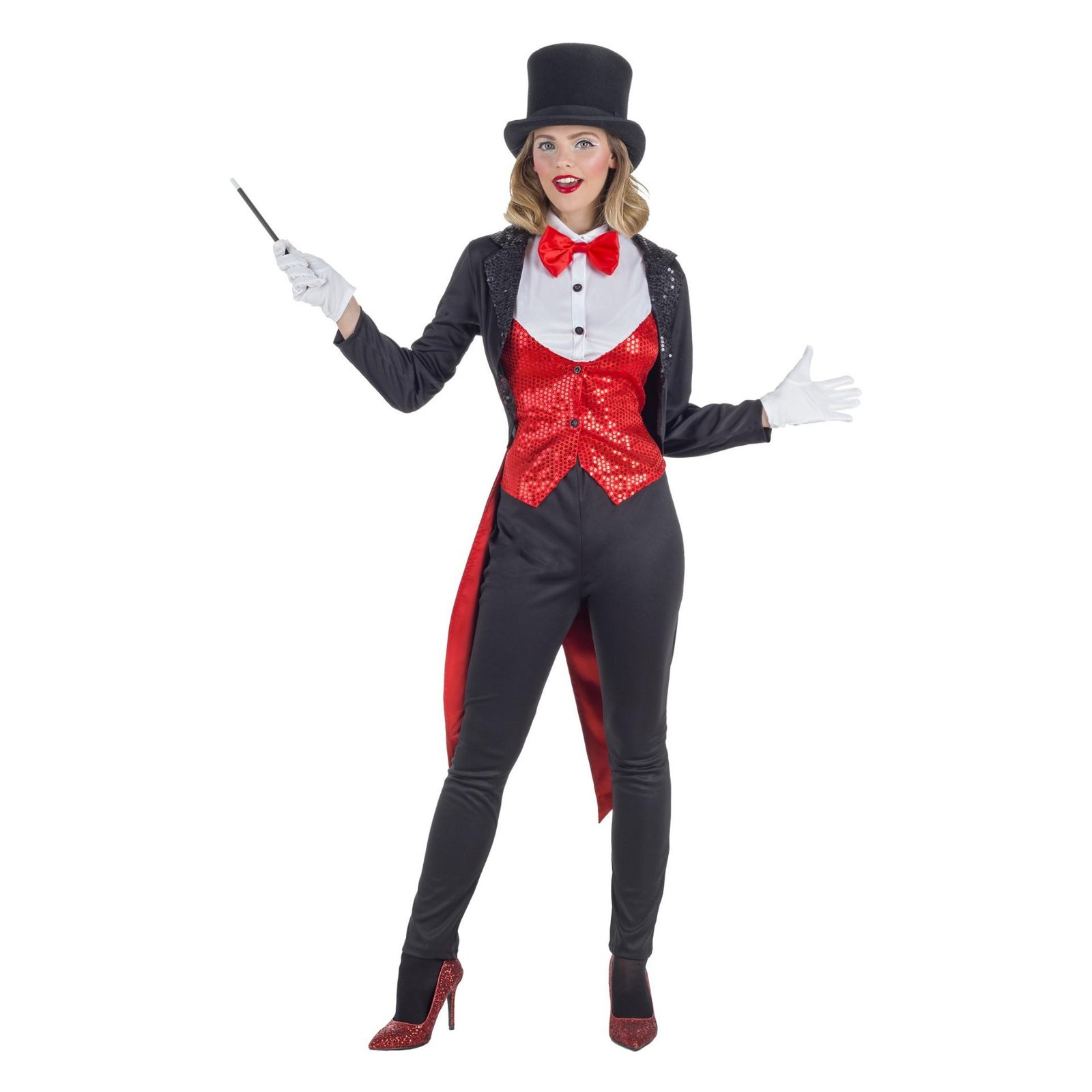 cute magician costume woman colorful playful