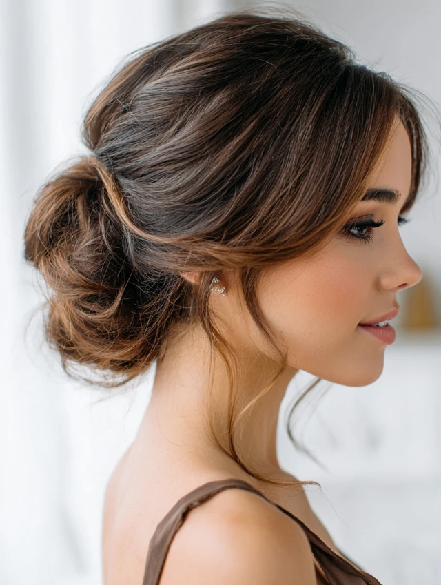 Twisted side bun elegant party hairstyle