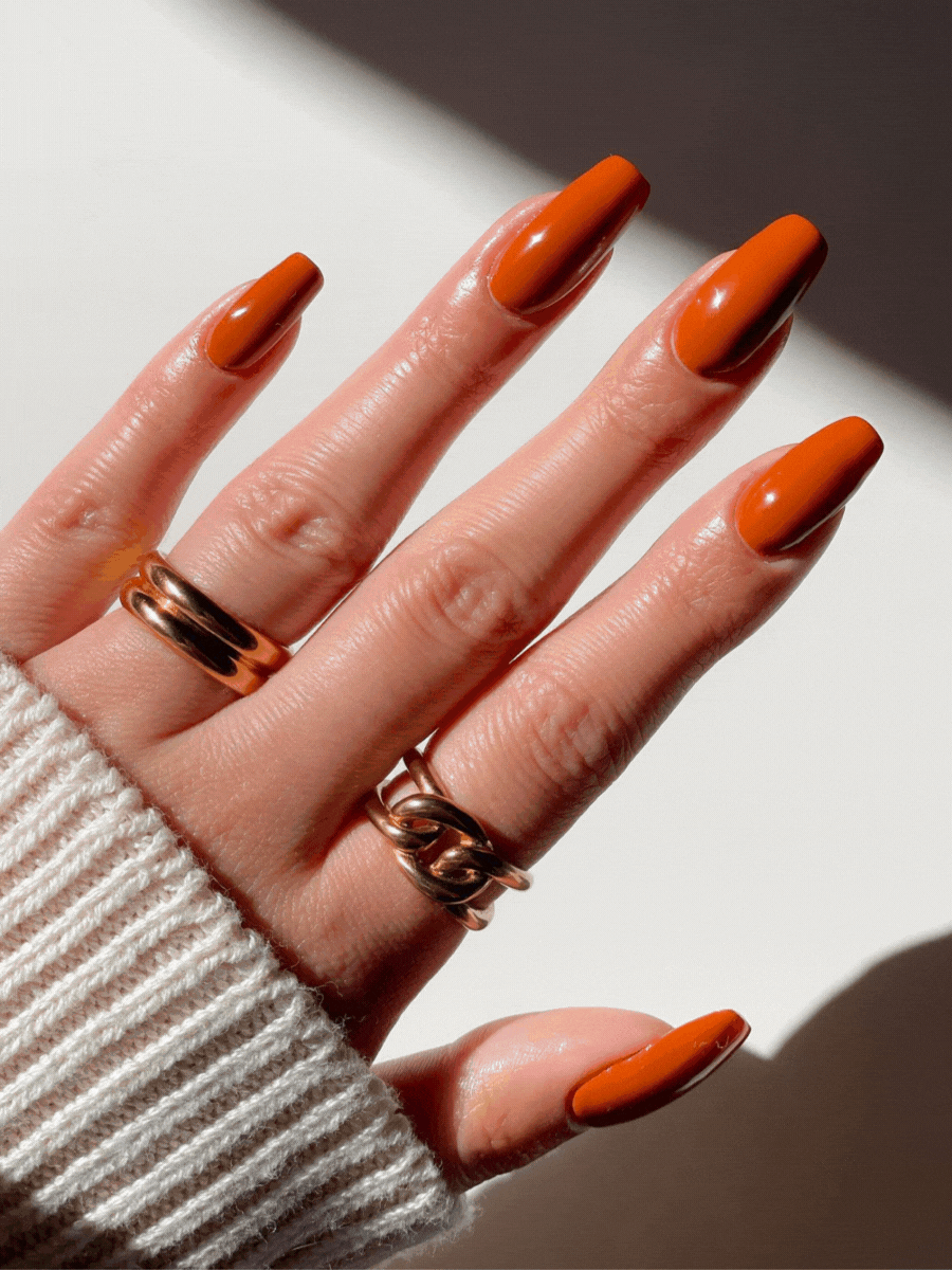 Muted burnt orange nail polish elegant