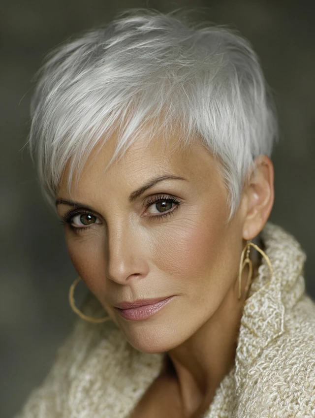 Bold short crop pixie for women over 50