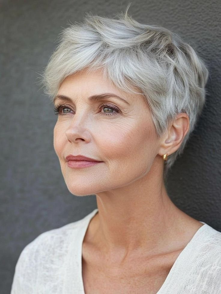 Pixie cut with highlights for women over 50