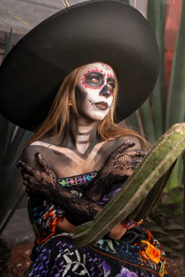 Elegant Day of the Dead Catrina Halloween costume for women over 40