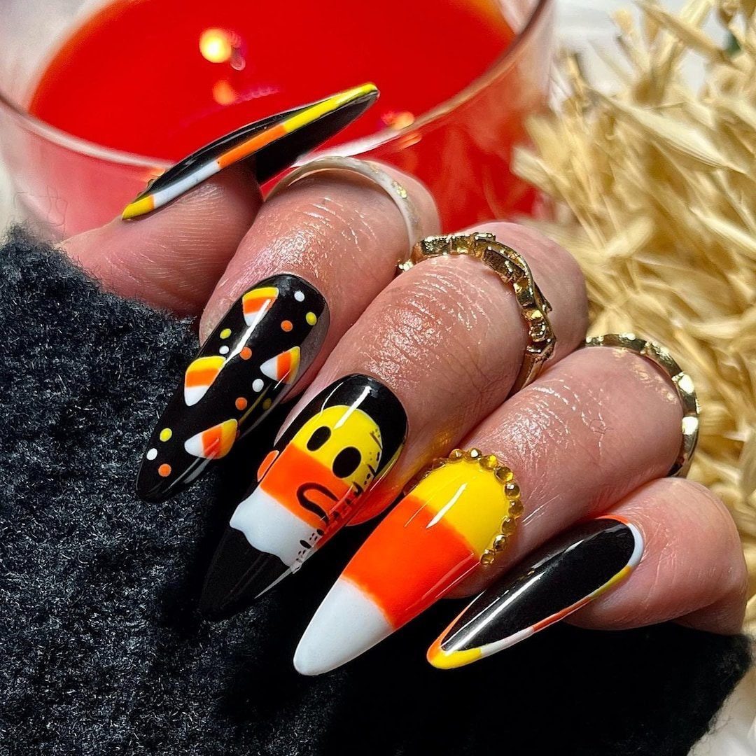 Cute mixed halloween candy nail designs