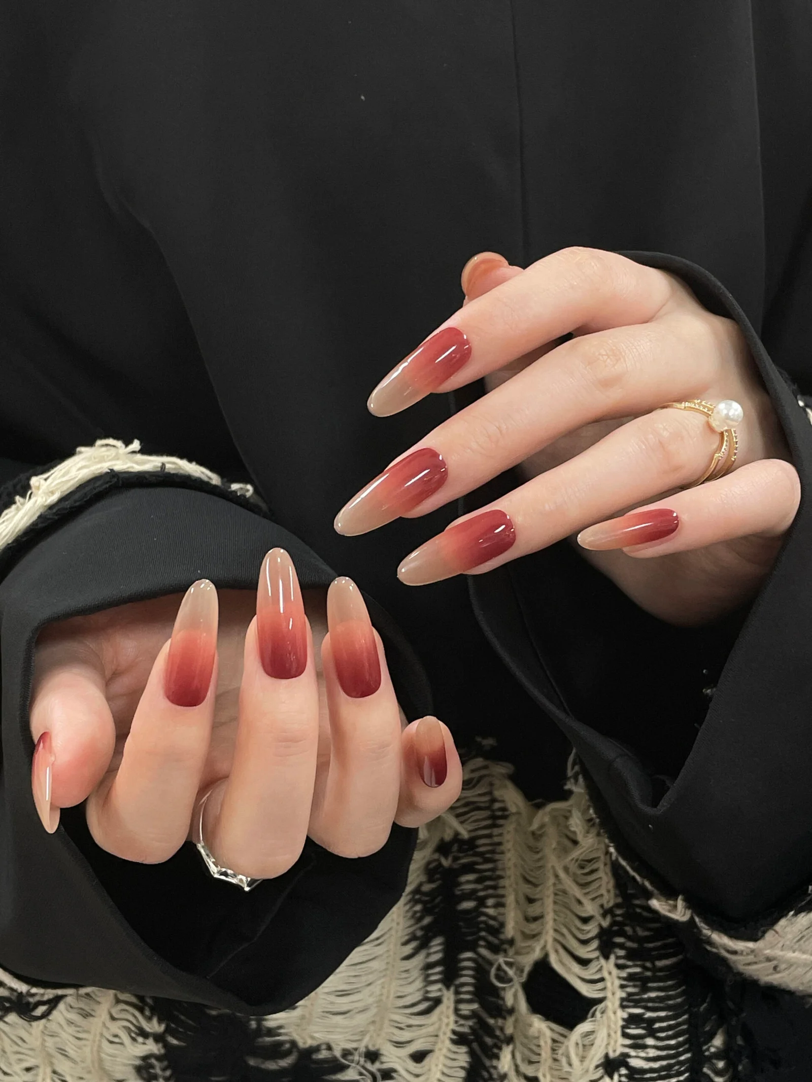 Red Aura Nails Nude