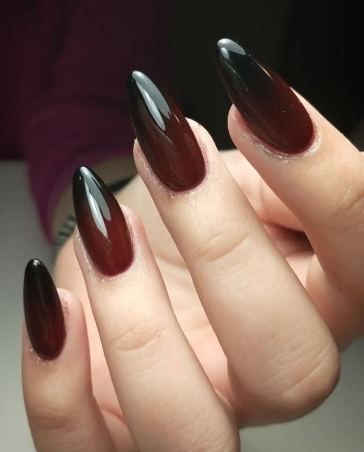 Oxblood Black Ombre Nails
