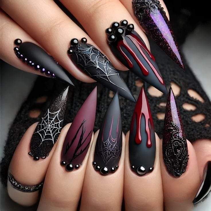 Haunted Forest Scene - Halloween nail art