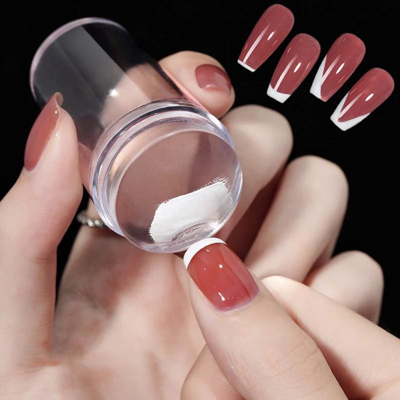 Easy French tip nails using a silicone stamper for beginners