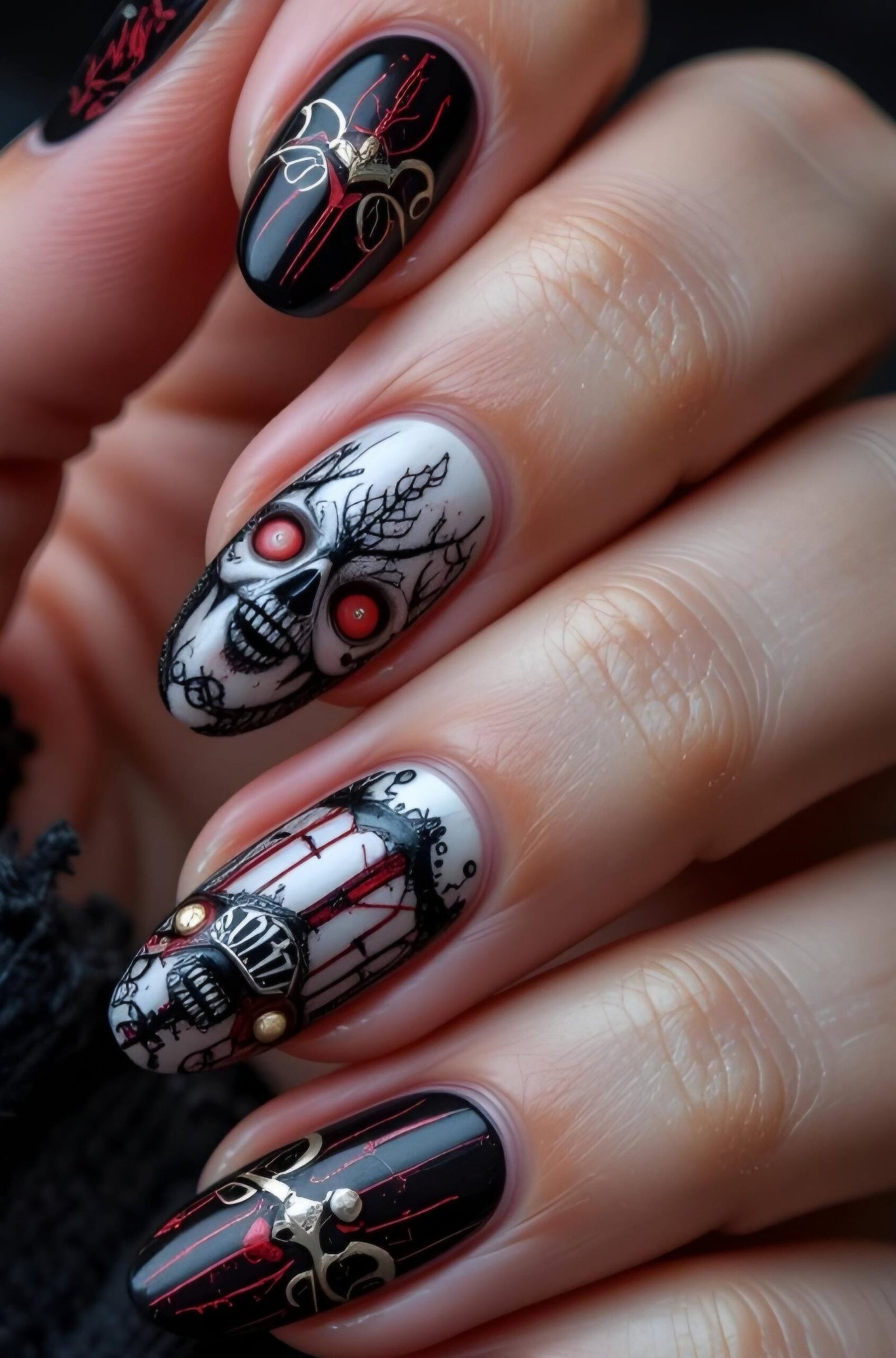 Dark Crystal Ball - Halloween nail art