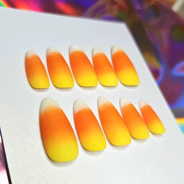 Easy candy corn nail tips for Halloween beginners