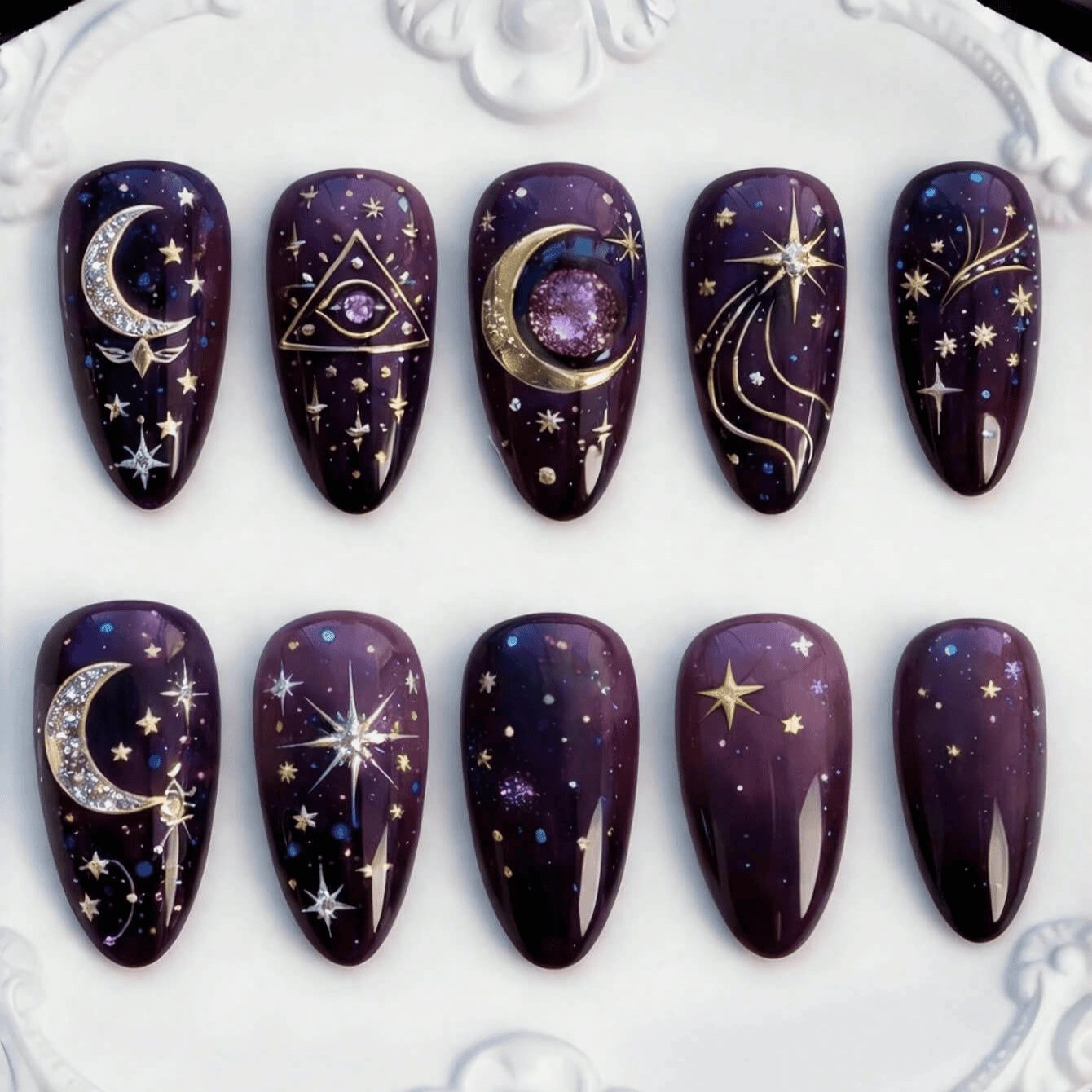 Purple Galaxy Witch Nails