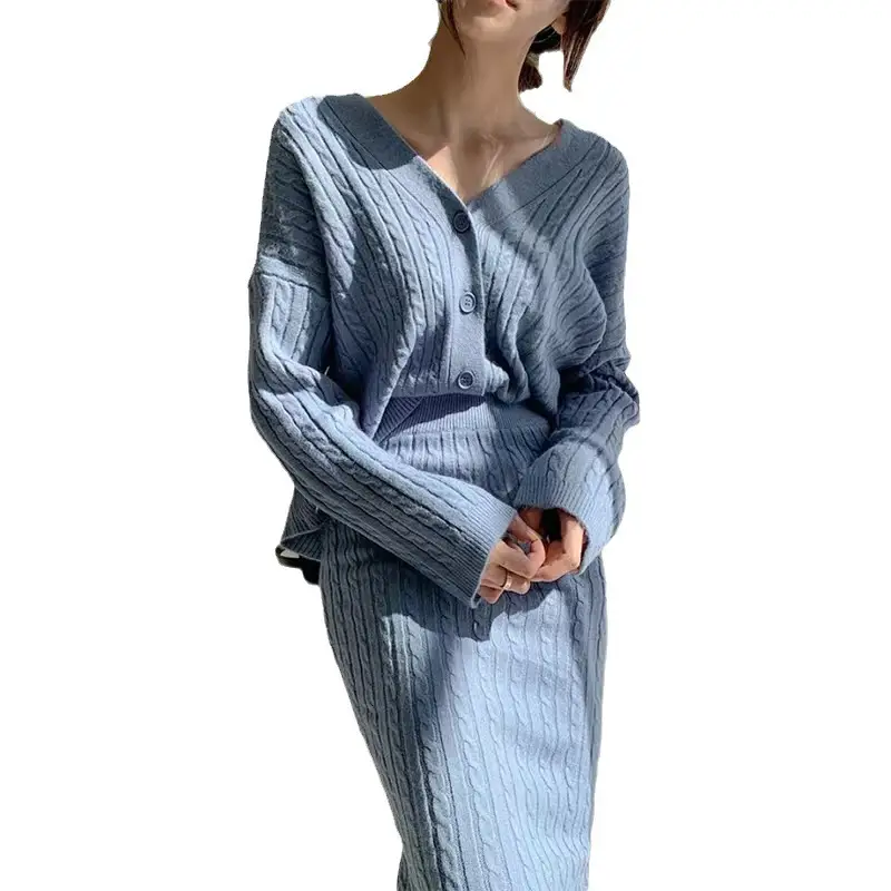 Matching cardigan knit set fall 2026 trend