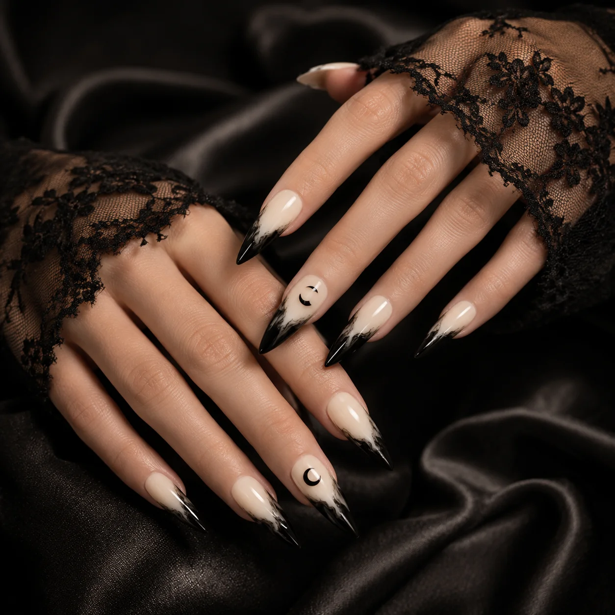 Black Lace Witch Nails