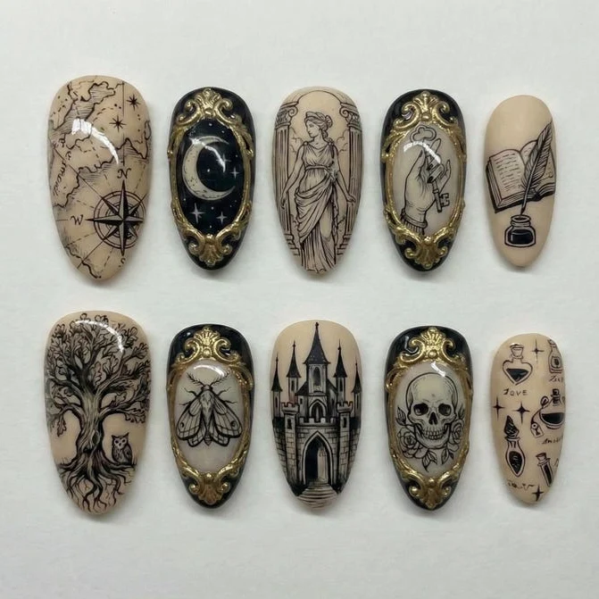 Spell Book Brown Leather Nails