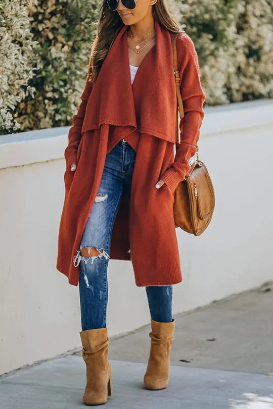 Waterfall cardigan with skinny jeans and ankle boots fall