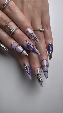 Amethyst Crystal Nails