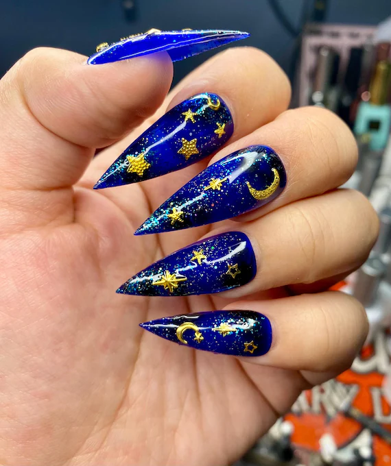 Midnight Starry Witch Nails
