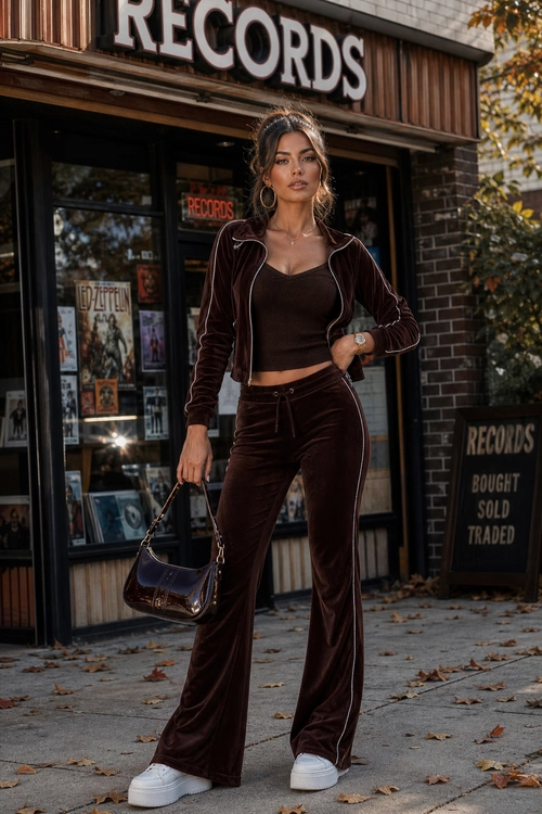Velour tracksuit Y2K fall outfit