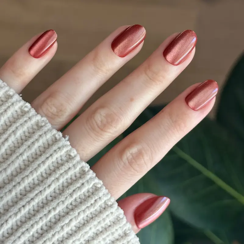 Copper velvet cat eye nails