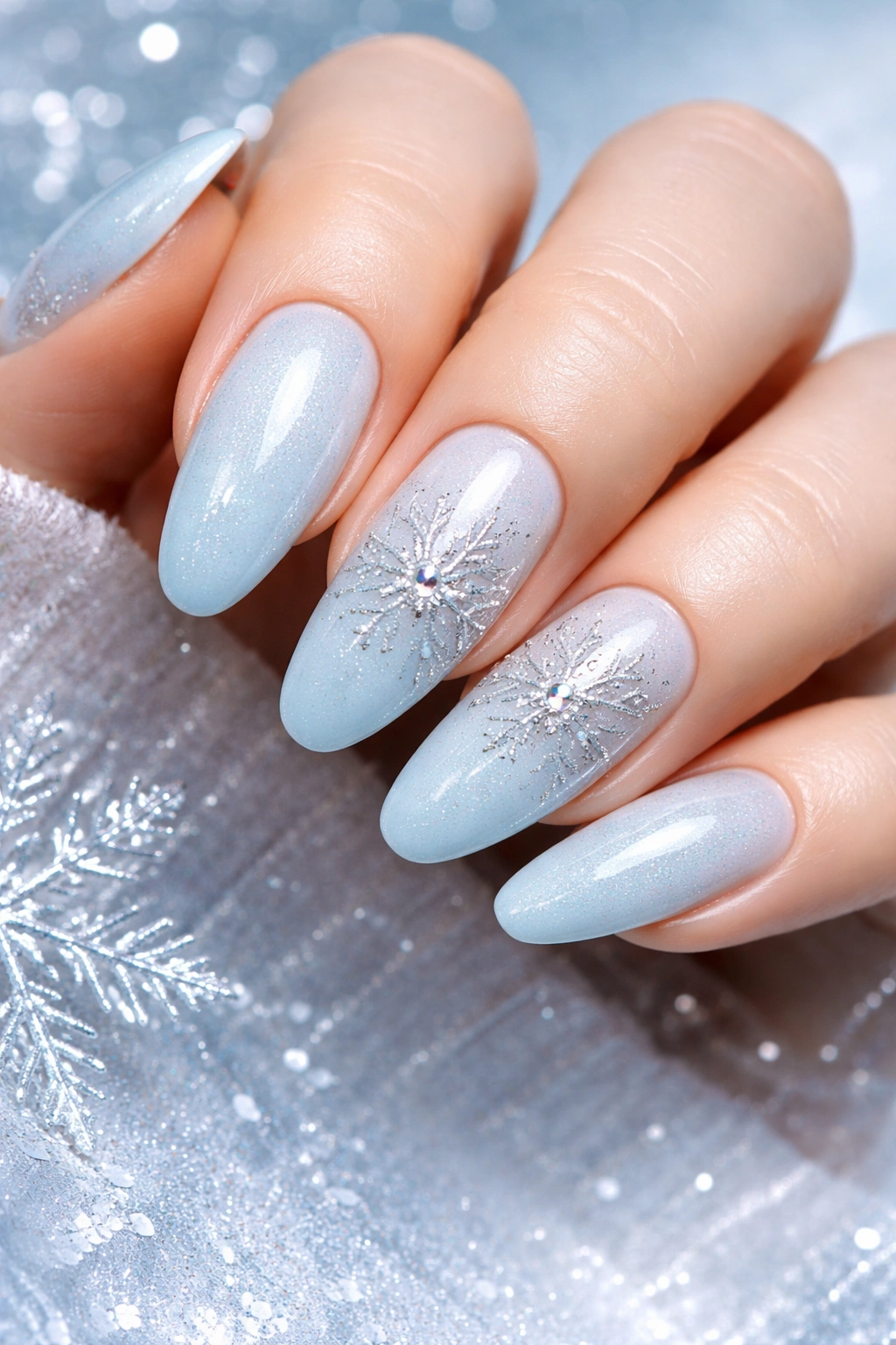 Snowflake Art on Ice Blue