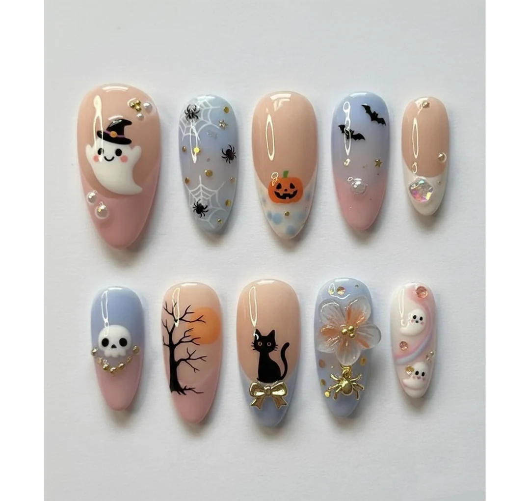 4. Pastel Ghost Nails