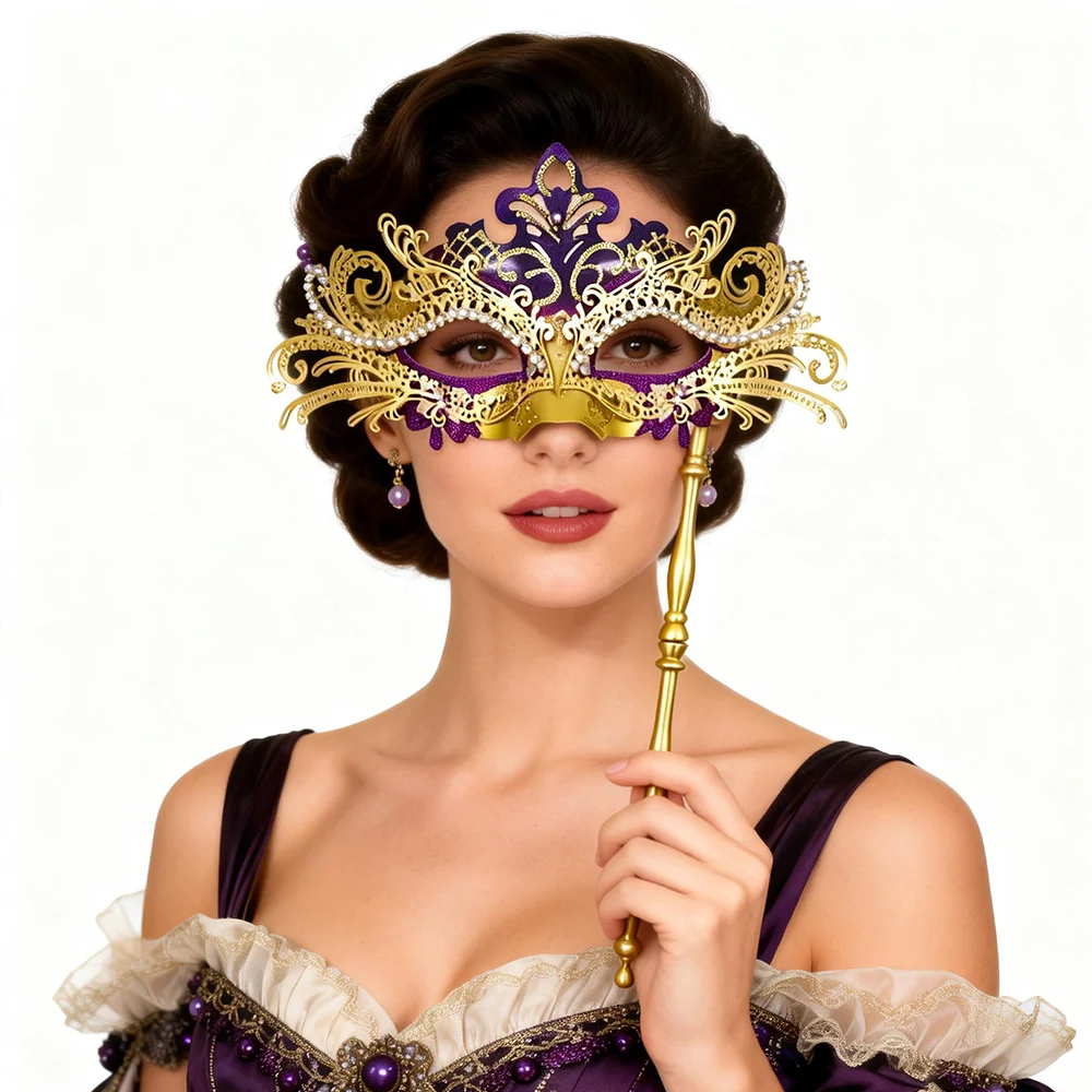 gold masquerade costume woman glamorous