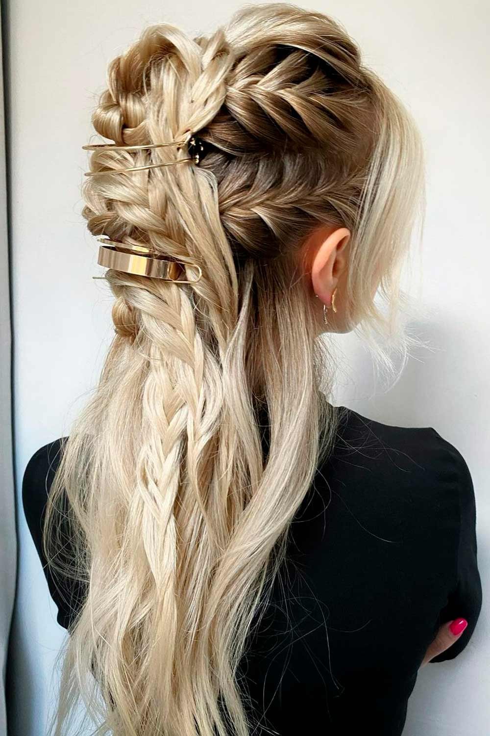 Long hair braided crown holiday hairstyle
