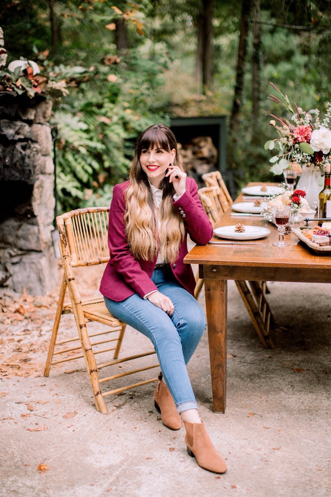 Turtleneck + Pleated Midi Skirt - 20+ Friendsgiving Outfit Ideas