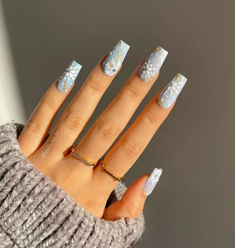 Pale Blue With Gold Flakes
