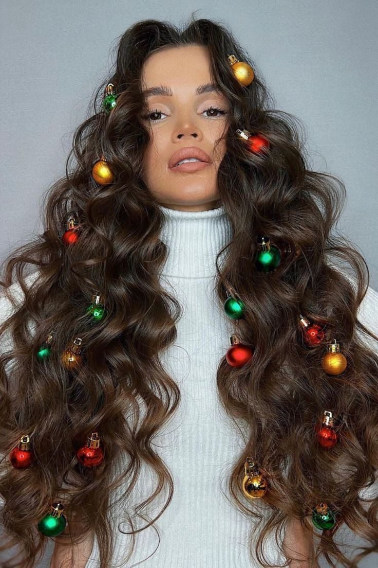 Long hair voluminous blowout christmas hairstyle