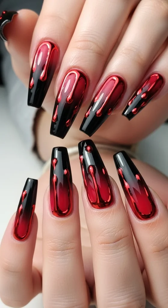 Black Nails Blood Red Aura