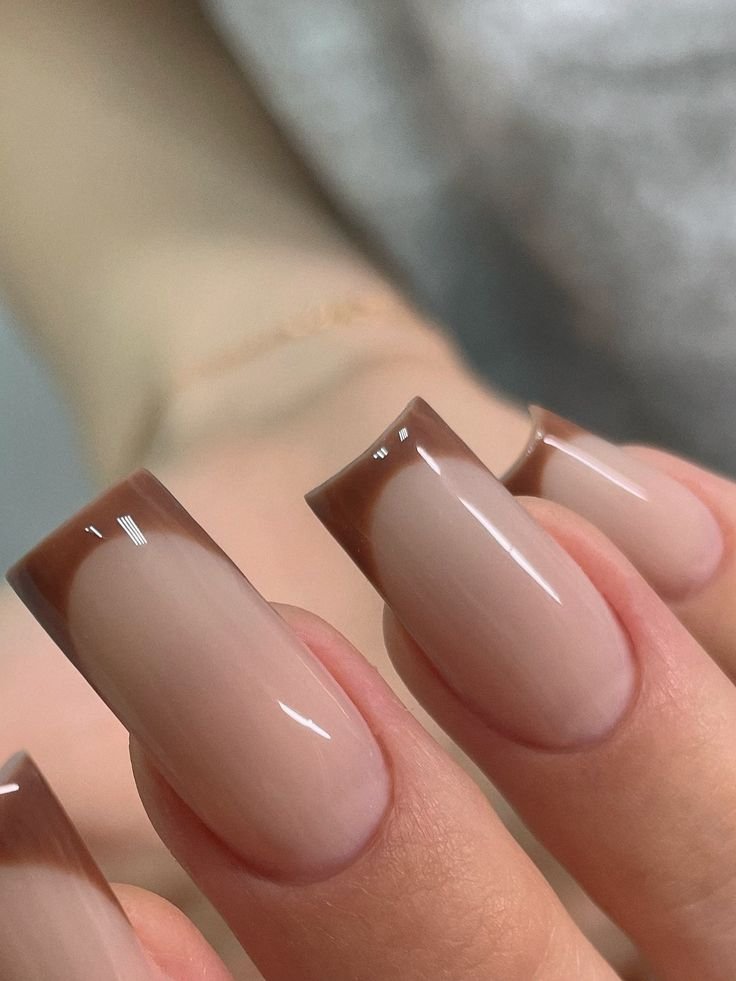 Chocolate milk brown nude nails, the clean girl fall shade
